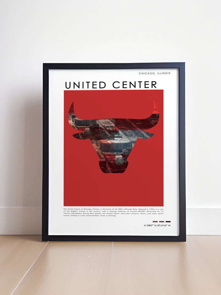 Enhance your sports memorabilia collection with this beautiful Blackhawks art featuring the United Center and the classic moments of Patrick Kane and Eddie Olczyks careers