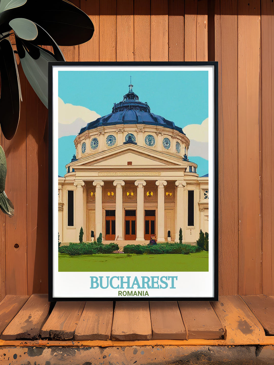 Our Romanian Athenaeum print offers a detailed view of Bucharests famous concert hall, surrounded by the citys vibrant atmosphere. A travel poster that celebrates the fusion of history and modernity in Romanias capital, ideal for home or office décor.