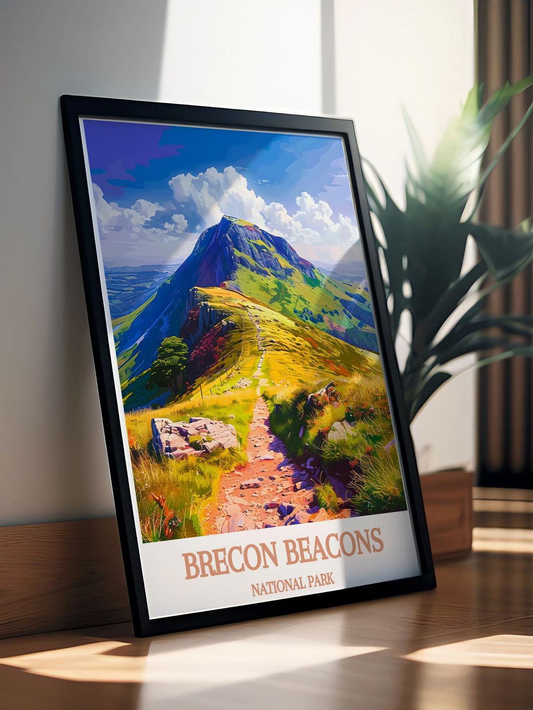 Beautiful framed art of Pen Y Fan, highlighting the majestic beauty of the Brecon Beacons National Park. This artwork brings the spirit of adventure and the stunning landscapes of South Wales into your home, making it an ideal centerpiece for any living space.