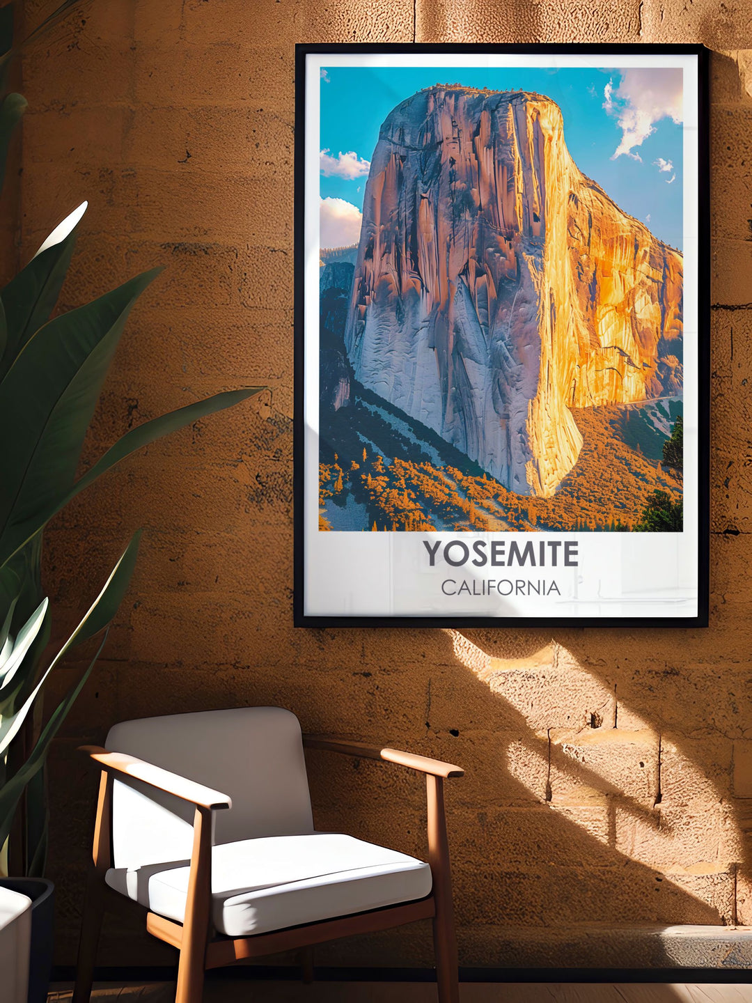A detailed illustration of Yosemites El Capitan, emphasizing its sheer face and climbing allure, perfect for celebrating the natural grandeur and rugged beauty of this famous landmark.