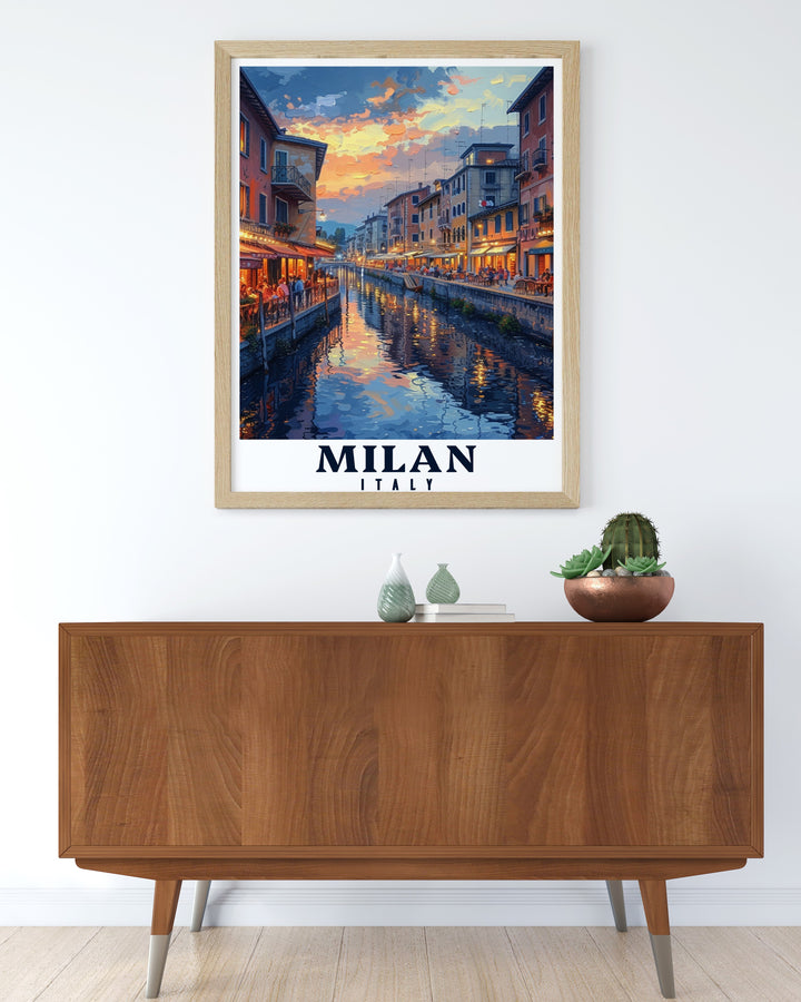 Milan Canvas Art celebrates the Navigli Districts unique charm, offering a detailed depiction of its historic canals. This artwork is a great way to showcase your love for Italy, adding a touch of elegance and culture to your living room, office, or personal collection.