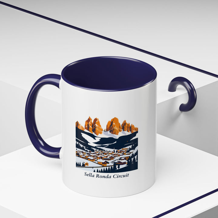 Perfect for coffee or tea lovers, this Sella Ronda Circuit mug is inspired by the iconic ski route through the Dolomites. The artwork captures the beauty of the mountains, making it a great gift for nature lovers and adventure enthusiasts.