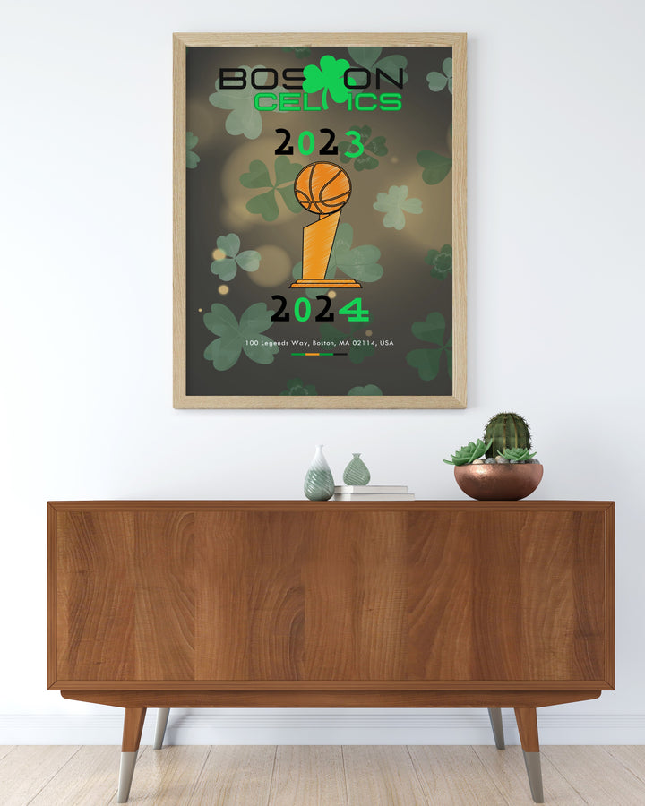 Retro NBA poster highlighting the Boston Celtics with detailed artwork of Jason Tatum and Marcus Smart ideal for fans who want to celebrate their team in style perfect for birthday gifts and meaningful Fathers Day gifts