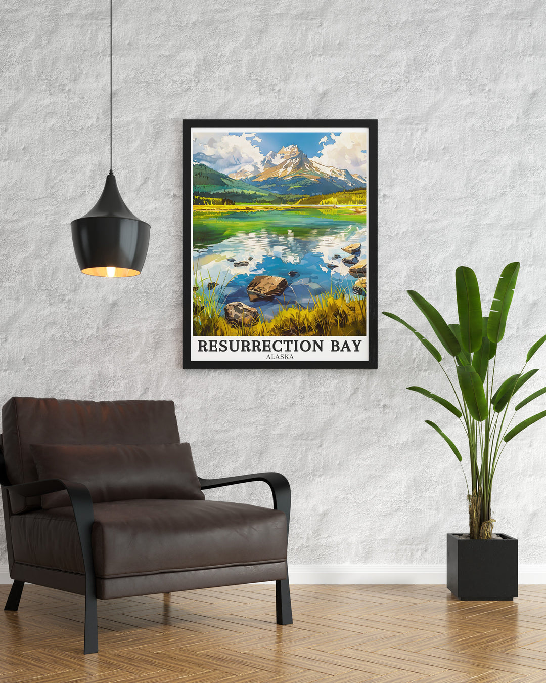 Bring the wild landscapes of Alaska into your home with this travel poster of Resurrection Bay, Mount Edgecumbe, and Aialik Bay. Perfect for adventurers and nature enthusiasts, this artwork adds a touch of natural beauty to any room.