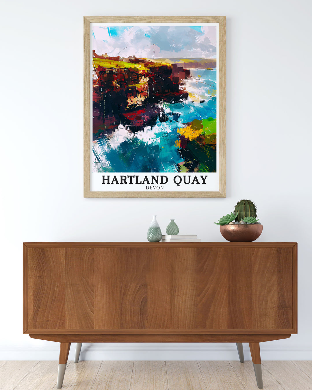 South West Coast Path wall poster highlighting the scenic views and peaceful landscapes of the English countryside. This print captures the calm and beauty of the path, offering a relaxing and peaceful addition to any home décor.