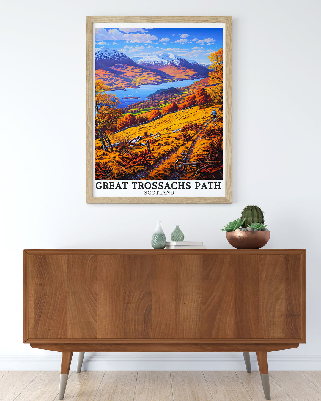 Trossachs National Park art. Showcasing the rugged beauty of Scotlands landscapes, this wall art brings the natural charm of the Great Trossachs Path and Loch Katrine into your living space. Perfect for enhancing any room with natural elegance.