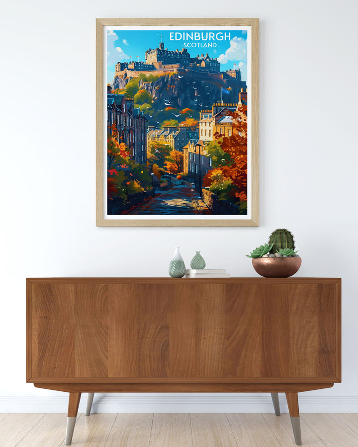 Edinburgh Castle Artwork displaying the grandeur of Scotlands famous landmark with sophisticated design for modern home decor