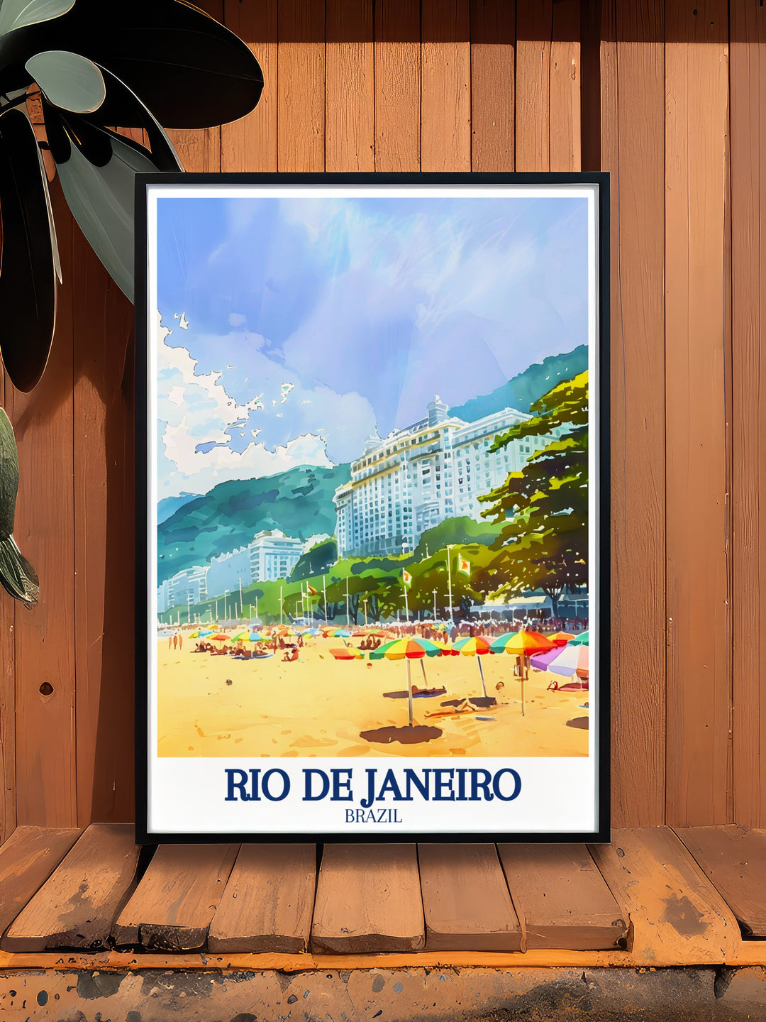 Rio De Janeiro poster print featuring the vibrant cityscape of Brazils most iconic city. This travel print captures the energy and beauty of Rio, making it a perfect addition to any home decor.