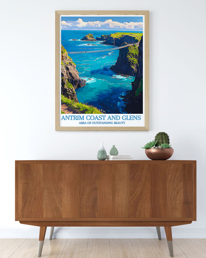 Artistic depiction of Northern Irelands Glens of Antrim, showcasing the lush, rolling hills and serene landscapes.