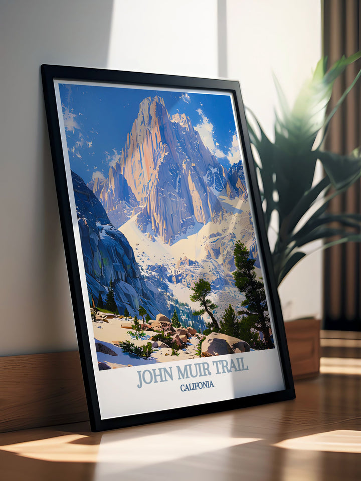 Showcasing Californias natural splendor, this poster depicts iconic landscapes and diverse ecosystems. Perfect for nature enthusiasts and travelers, this artwork offers a glimpse into the majestic beauty of the state.