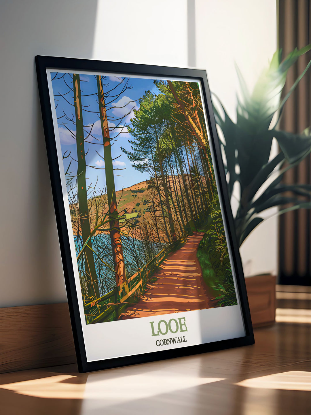 Elegant The Kilminorth Woods framed prints capturing the picturesque scenery of this woodland in Cornwall perfect for enhancing your living room decor with their vibrant colors and detailed illustrations these prints are a stunning representation of The Kilminorth Woods.