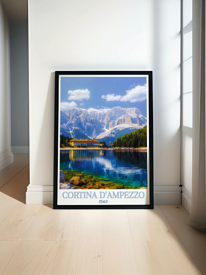 Capture the spirit of adventure with our travel posters of Cortina dAmpezzo and Lake Misurina. Ideal for outdoor enthusiasts and travel lovers, these prints showcase the regions diverse activities, from winter sports to summer hiking, making them a perfect addition to your decor.