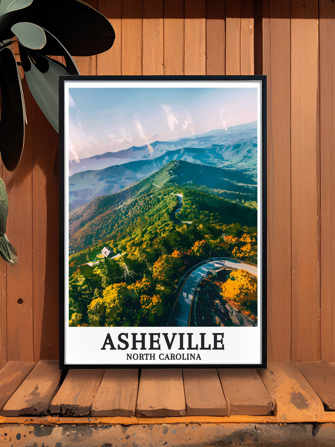 Enhance your home decor with this Asheville Travel Print showcasing the Blue Ridge Parkway and Blue Ridge Mountains in a beautifully detailed city map ideal for bringing a touch of Ashevilles charm into your living space or giving as a thoughtful gift.