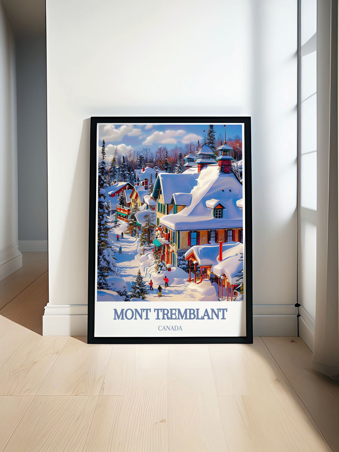 Mont Tremblant Print showcasing the breathtaking landscapes of Tremblant Ski Resort and the Laurentian Mountains perfect for adding elegance and adventure to your home decor with vibrant colors and intricate details capturing the essence of Canadian wilderness.
