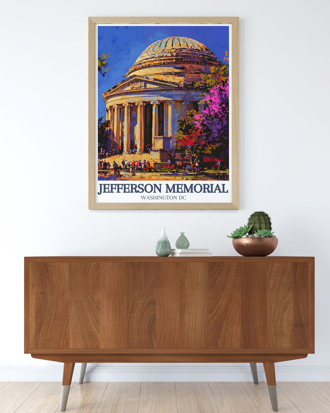 This stunning art print of the Jefferson Memorial captures the beauty of the neoclassical dome and the Grand Rotunda, offering a timeless tribute to American history and architecture. An ideal wall art piece for history lovers and patriots.