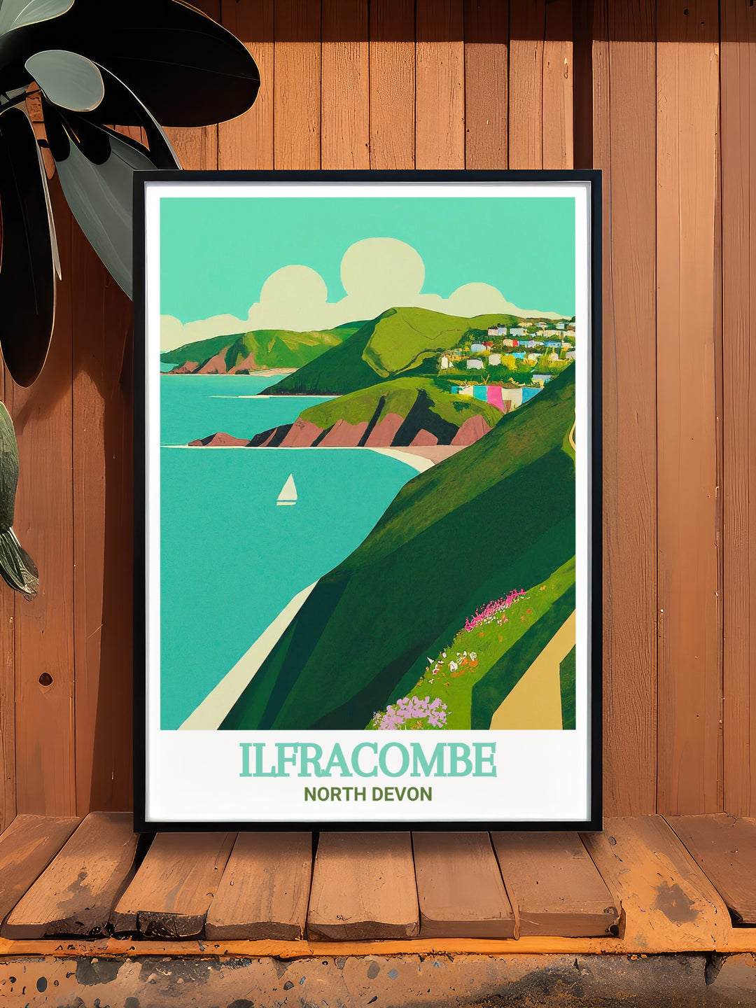 A vintage travel print featuring Ilfracombe and the South West Coast Path, capturing the rugged beauty of North Devons cliffs and seascapes. Perfect for those who love classic seaside destinations.