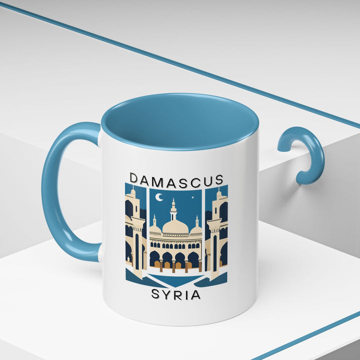 The Damascus Syria mug showcases iconic imagery from the city’s rich cultural history. Perfect for tea and coffee, it makes a great gift or keepsake for travelers who want to take a piece of Syria’s beauty with them.