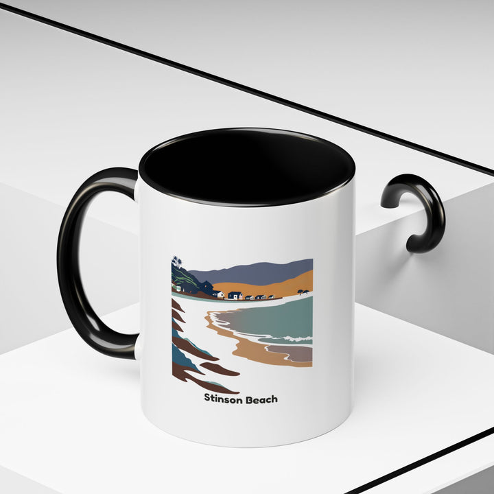 Enjoy your coffee with a view of Stinson Beach. This ceramic mug features vibrant artwork of the coastline and is dishwasher-safe and microwave-safe, making it a perfect gift or a personal keepsake for beach lovers.