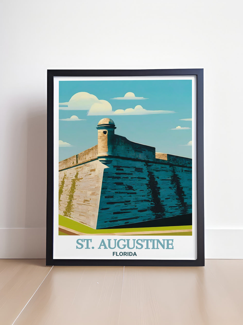 Featuring Castillo de San Marcos, this St. Augustine travel print showcases the rich Spanish colonial history of Florida. Perfect for any home or office, this wall art brings the charm of the Sunshine State into your décor with a beautifully detailed design.