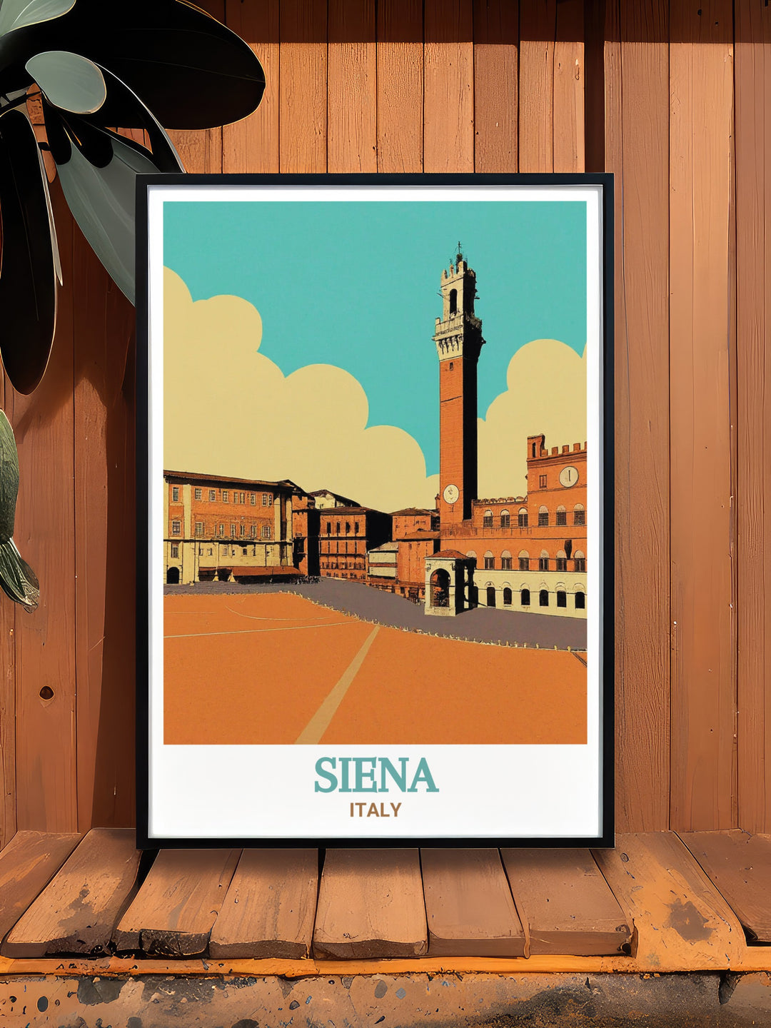 Siena Travel Print featuring the famous Piazza del Campo in black and white. This fine line matted art print offers a minimalist yet stylish addition to your living room or bedroom and is a great option for gifts such as anniversaries or Christmas.