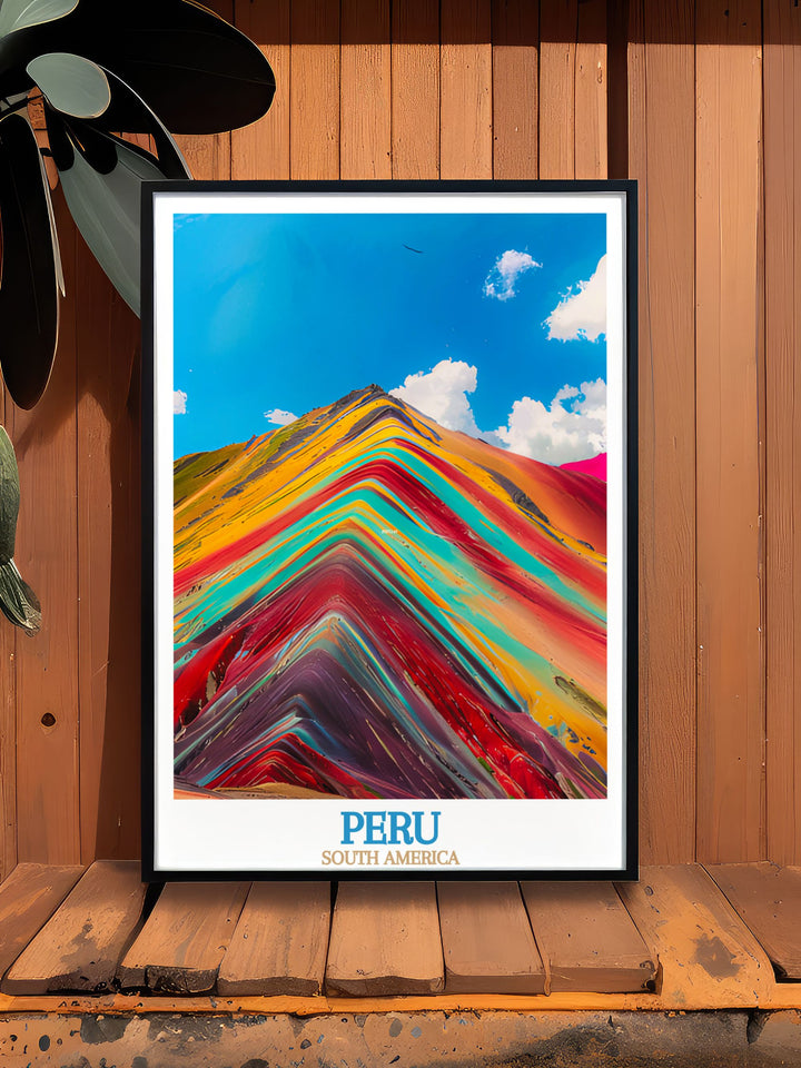 Captivate your space with Peru black and white prints showcasing the charm of Rainbow Mountain ideal for modern prints and fine line art