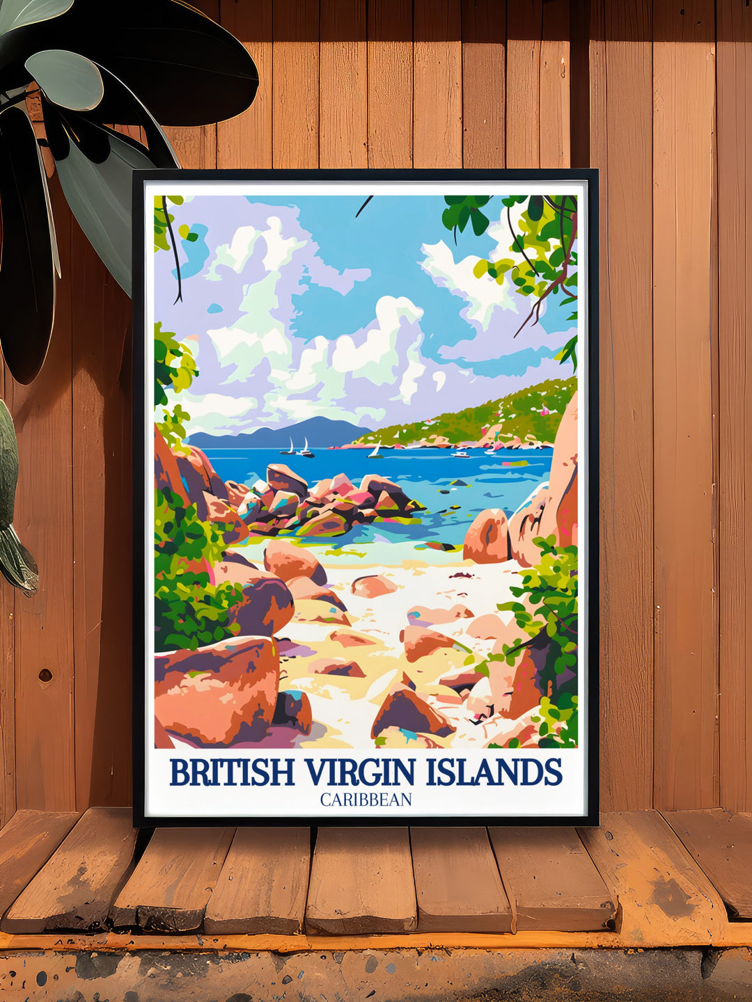 For lovers of Caribbean landscapes, this Virgin Gorda travel print is a must have. The artwork showcases the unique coastal features of the Baths National Park, offering a visual escape to the tranquil shores of the British Virgin Islands