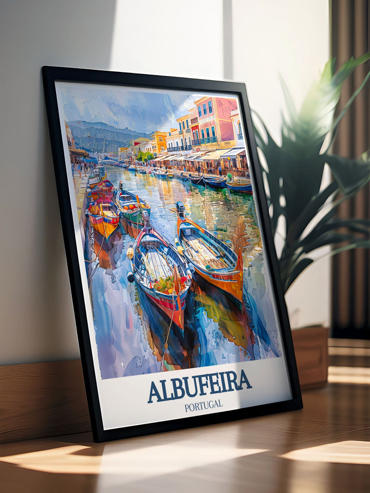 Albufeira wall art featuring the bustling Albufeira Marina, designed to bring a sense of excitement and coastal charm to your home decor.