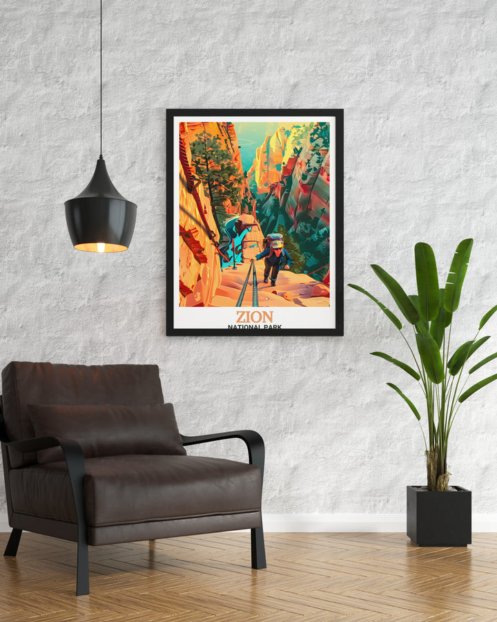 Angels Landing framed print featuring majestic landscape scenes and iconic rock formations perfect for adding a sophisticated and nature inspired touch to any room ideal for stylish home decoration