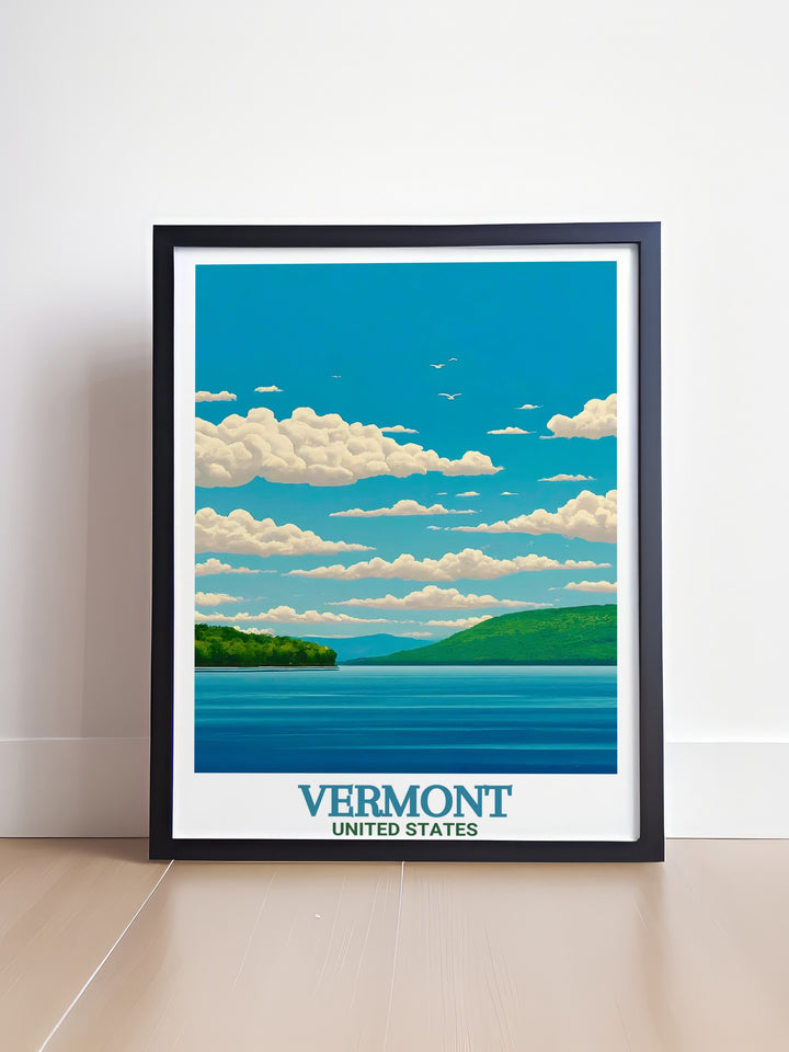 Stunning Vermont Ski Resort Print featuring Stratton and Burke Mountain in a vintage design. This elegant artwork captures the spirit of skiing and snowboarding making it a perfect addition to any home decor or as a gift for winter sports enthusiasts.