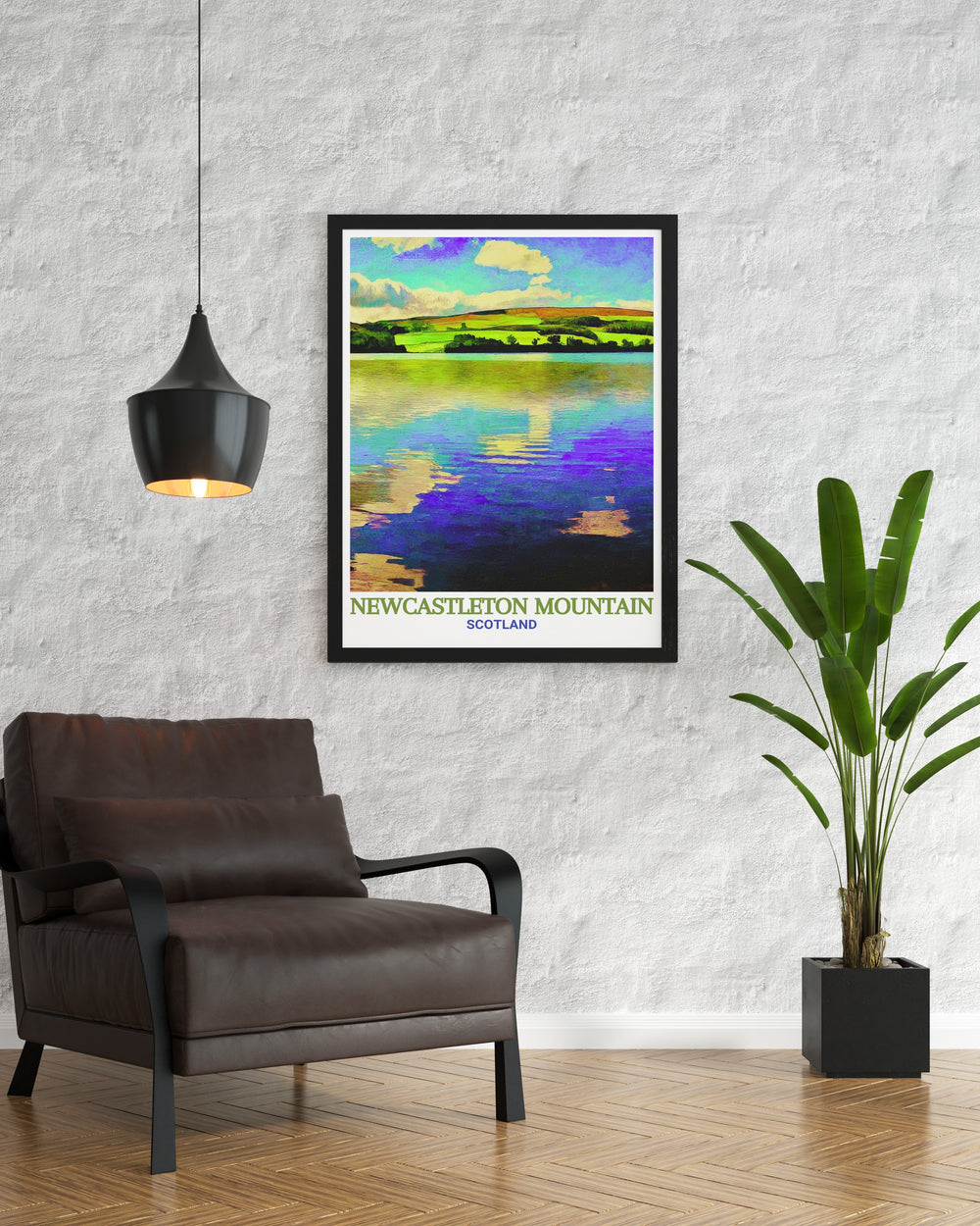 Mountain biking travel poster of Newcastleton and Kielder Water. This artwork celebrates the adventure and beauty of Scotlands premier biking trails, making it a perfect addition to any decor. Ideal for those who appreciate outdoor activities and nature.