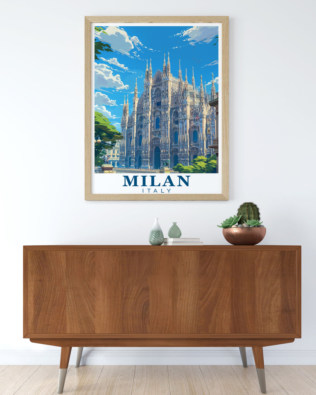 Milan Travel Print combines the historic beauty of the Duomo di Milano with the cultural allure of Italys fashion capital. This poster is perfect for anyone who appreciates travel and architecture, offering a blend of Italian charm and modern sophistication.