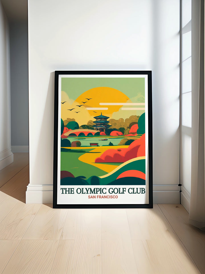 Add a touch of elegance to your decor with this custom print of the Olympic Golf Club, featuring the natural beauty of Golden Gate Park. This detailed artwork brings the serene landscape into your space, making it an ideal piece for those who appreciate golf and the outdoors