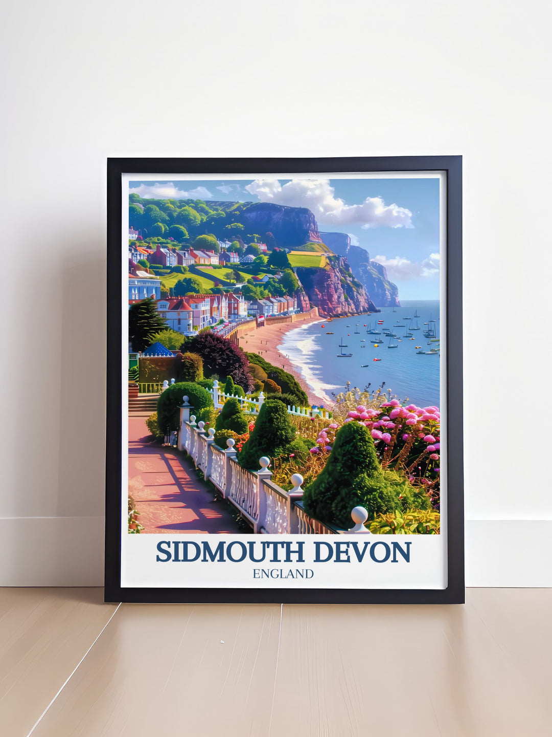 This vintage inspired Sidmouth travel poster captures the essence of Devons seaside charm, with the Esplanade and Jurassic Coast taking center stage. The detailed design and vibrant colors make this print a standout piece for any home or office.