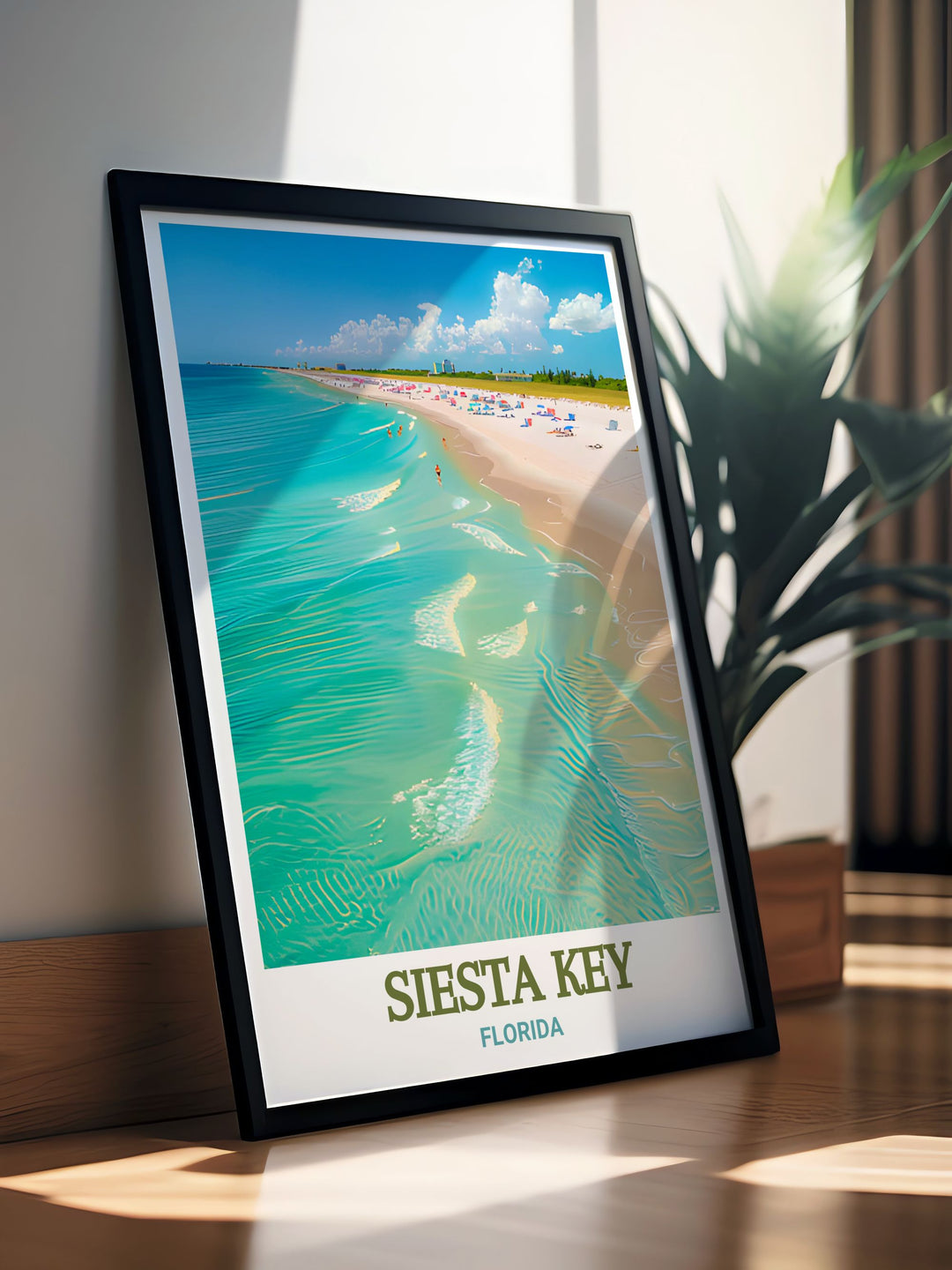 Siesta Key Poster with a minimalist map design complements Siesta Beach modern prints creating a cohesive and stylish look for your home.