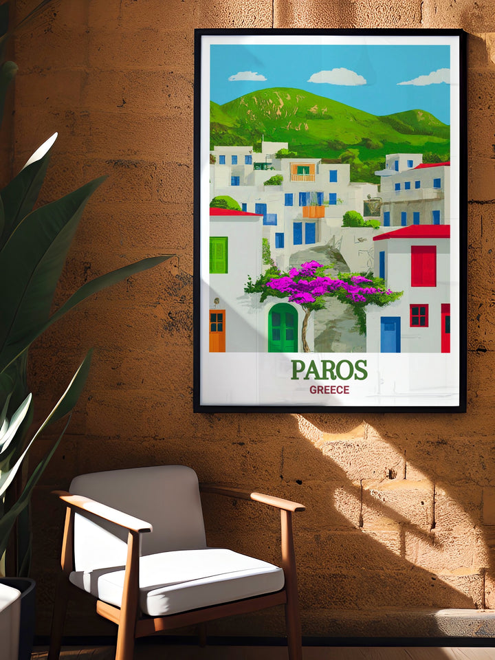 Add a piece of Greeces rich culture to your decor with this exquisite Lefkes Village wall art, showcasing the traditional architecture and natural beauty of Paros. This piece serves as a daily reminder of the islands serene landscapes.