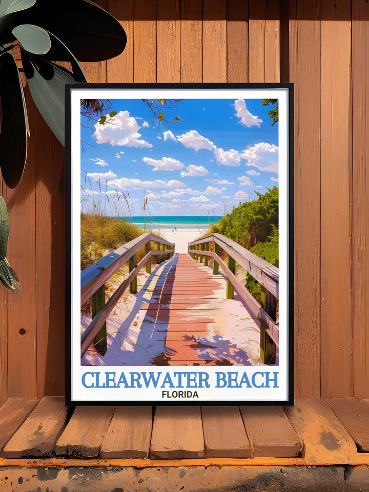 Sand Key Park framed print offering a stunning view of Floridas serene landscape. Perfect for adding modern decor to any room in your home. The vibrant colors and detailed design make this a great choice for coastal inspired living spaces.