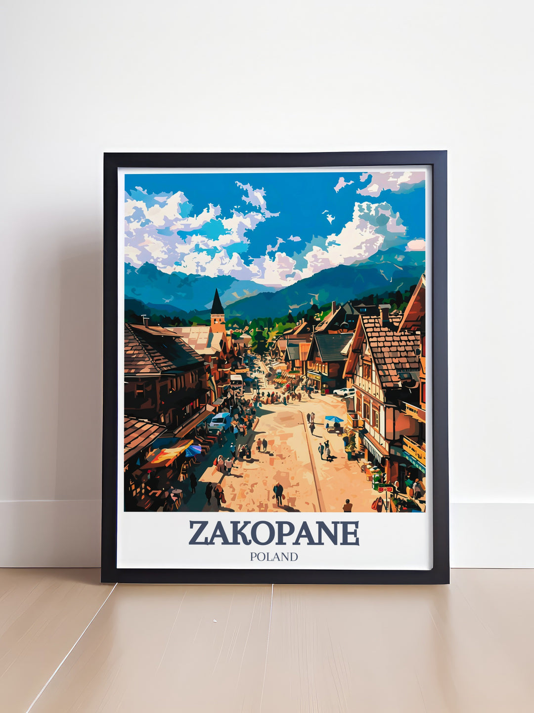 Gubalowka Hill and Krupowki Street Elegant Home Décor featuring a beautiful representation of Zakopanes iconic views with a contemporary style perfect for modern interiors and personalized gifts.