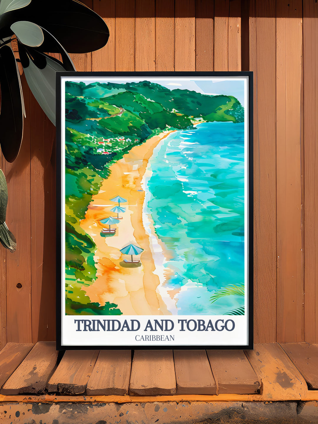 Our Trinidad and Tobago poster print captures the essence of Maracas Bays tropical beauty, from the calm waters to the lush greenery. Ideal for anyone with a passion for beach life and Caribbean culture, this framed art print is a perfect addition to your décor.