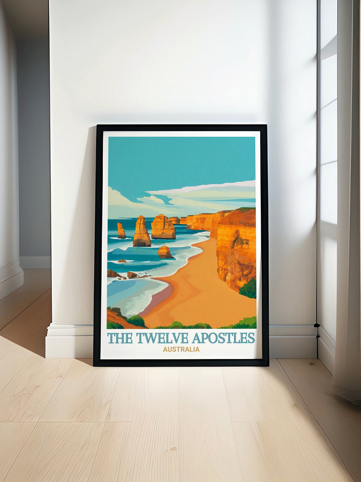 The Twelve Apostles modern prints capturing the iconic limestone stacks along the Great Ocean Road perfect for adding a touch of elegance to any living space and enhancing your home decor with natural beauty