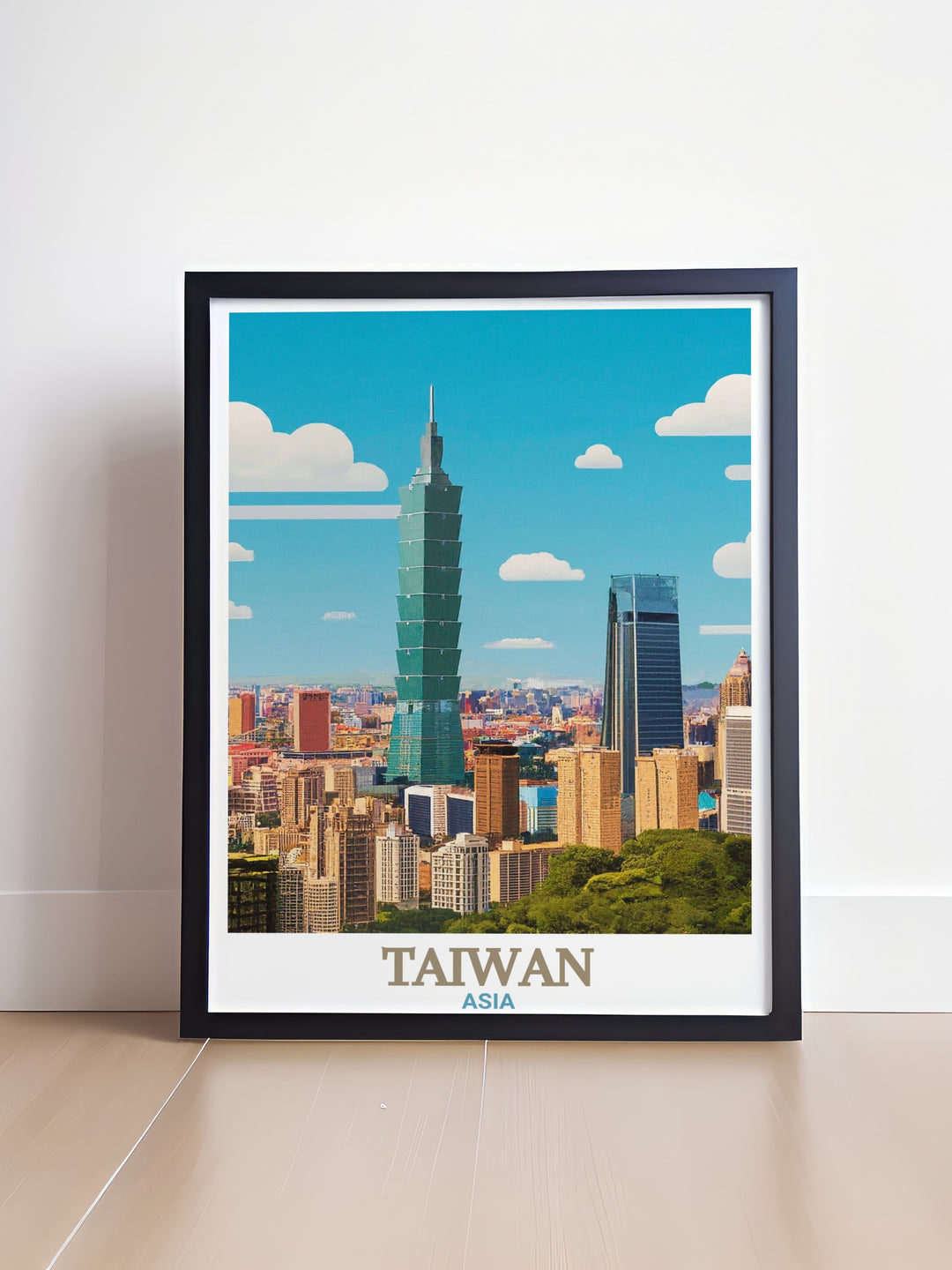 Elegant Taipei 101 artwork capturing the unique charm and energy of Taiwans capital ideal for sophisticated home decor and adding a touch of modern flair to any room.