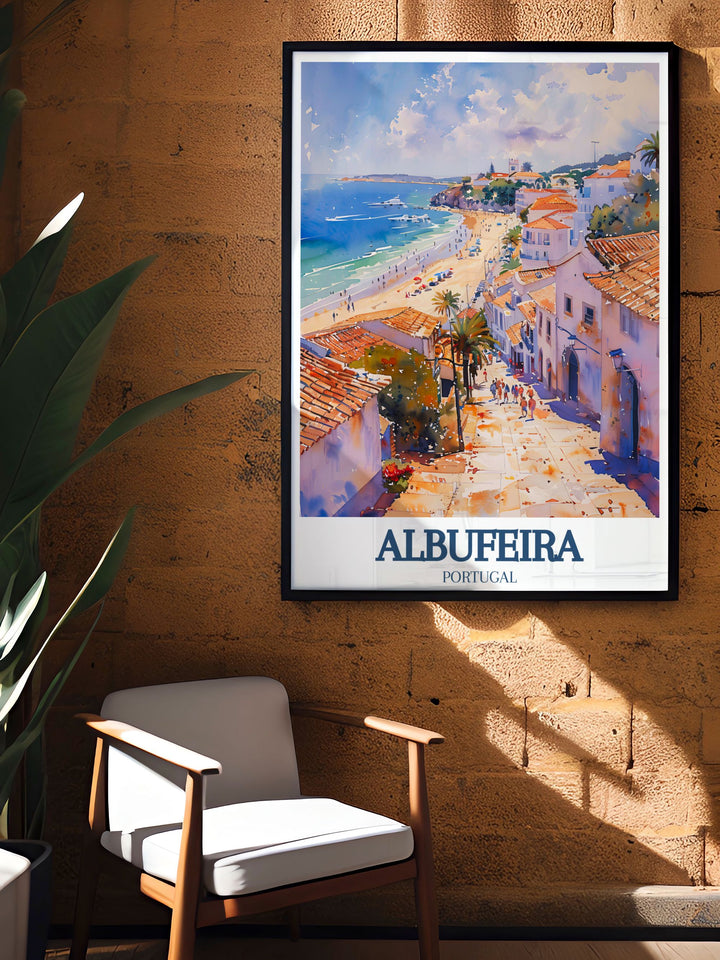 High quality print of Strip de Albufeira in Albufeira, Portugal, capturing the energetic nightlife and colorful scenes of this beloved area.