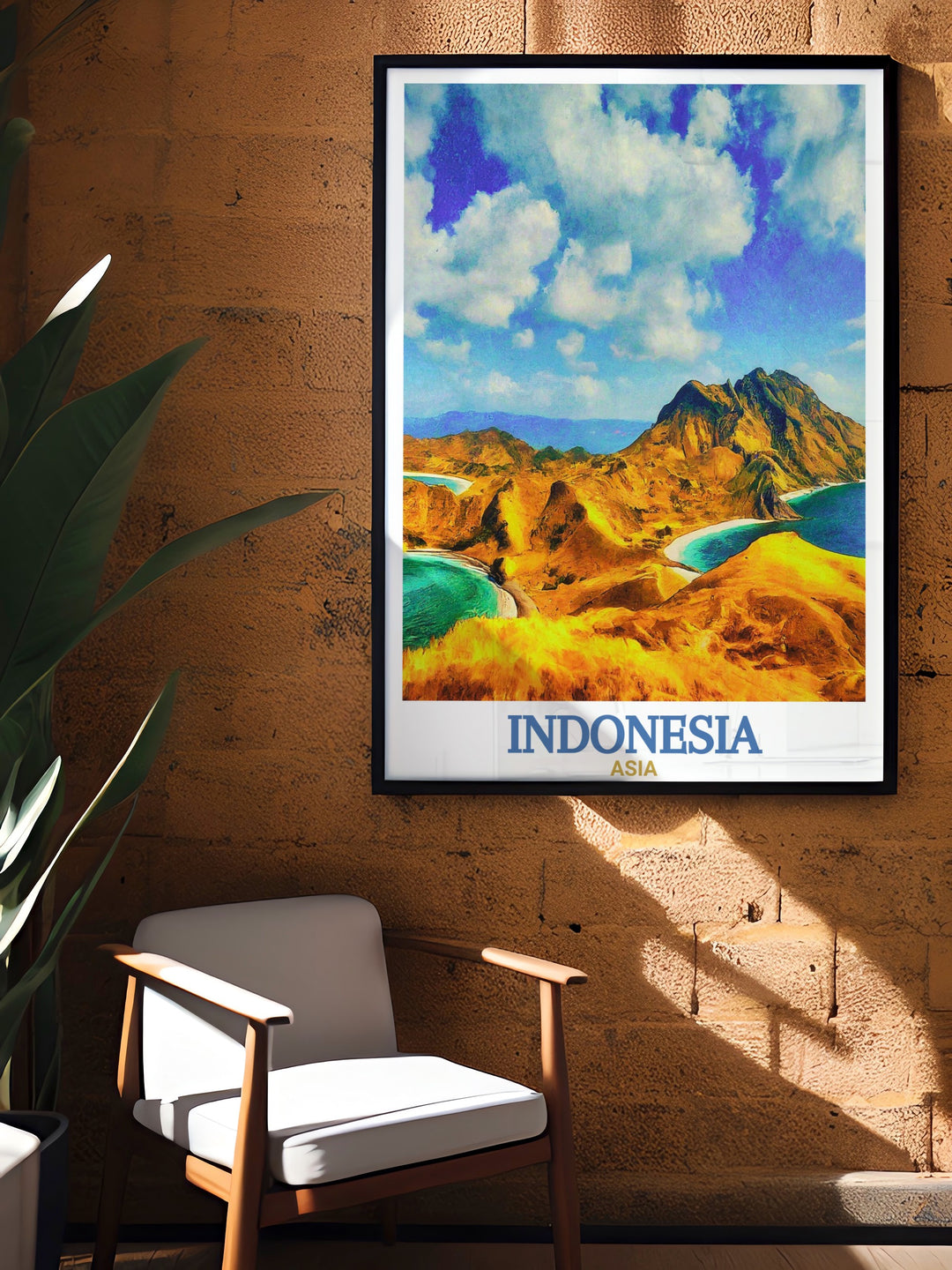 Komodo National Park and Bali come to life in this Indonesia wall art. This travel print captures the wild beauty of Komodo and the peaceful charm of Bali, making it a stunning addition to any room.