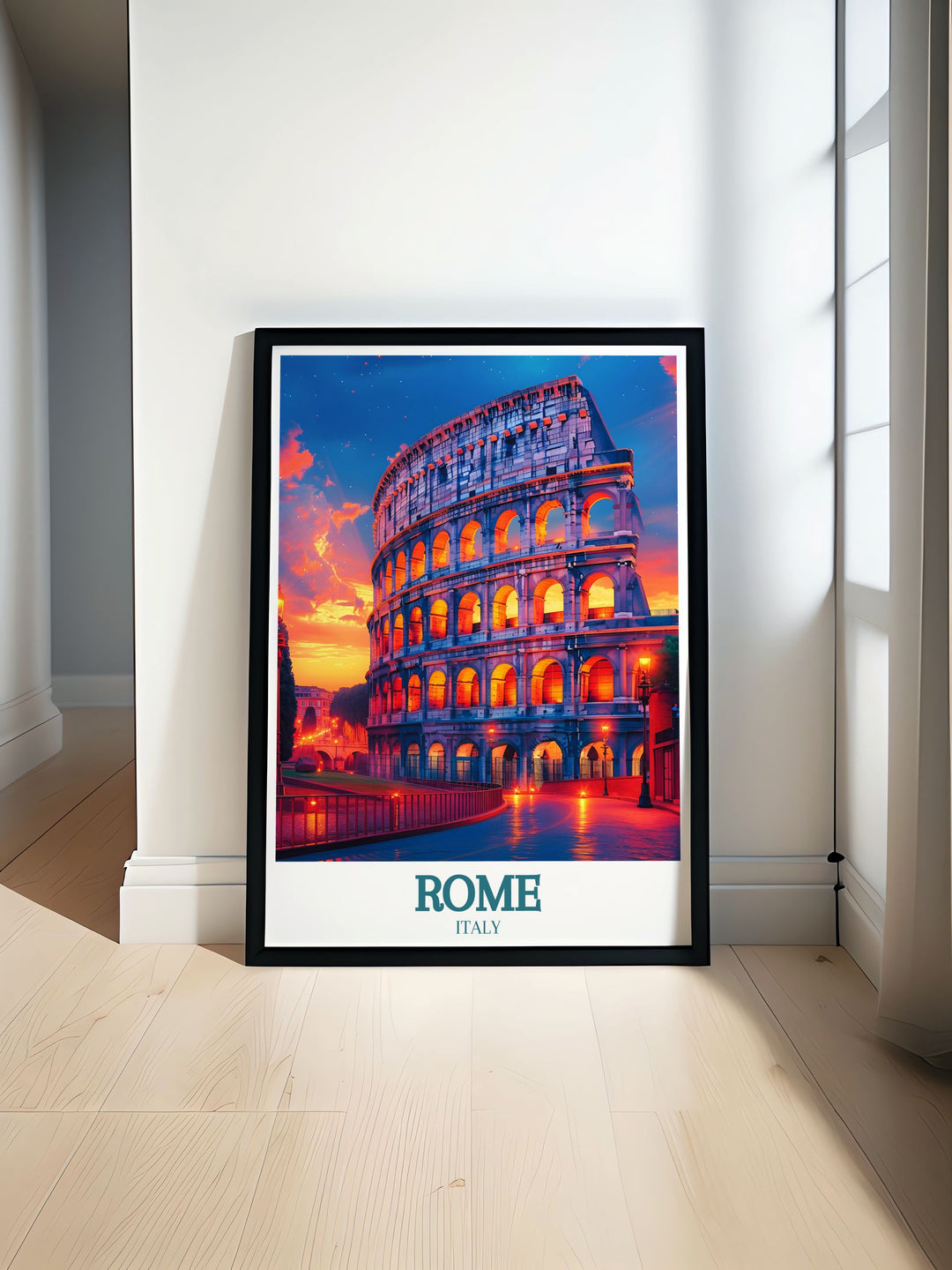 Stunning black and white Rome print featuring the Colosseum and Vatican City ideal for home decor and gifts including anniversaries birthdays and Christmas adding a touch of elegance to any space with fine line details and timeless appeal.