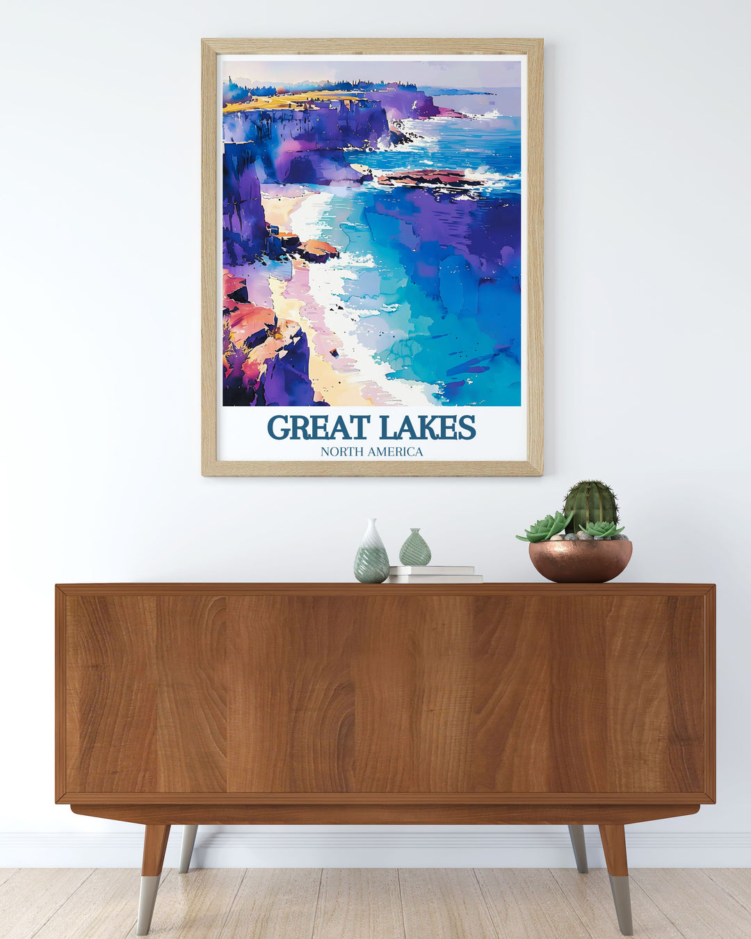 Featuring a vibrant depiction of Lake Erie and Kelleys Island, this travel poster captures the serene charm and picturesque views of the region, making it a captivating piece for your home decor.