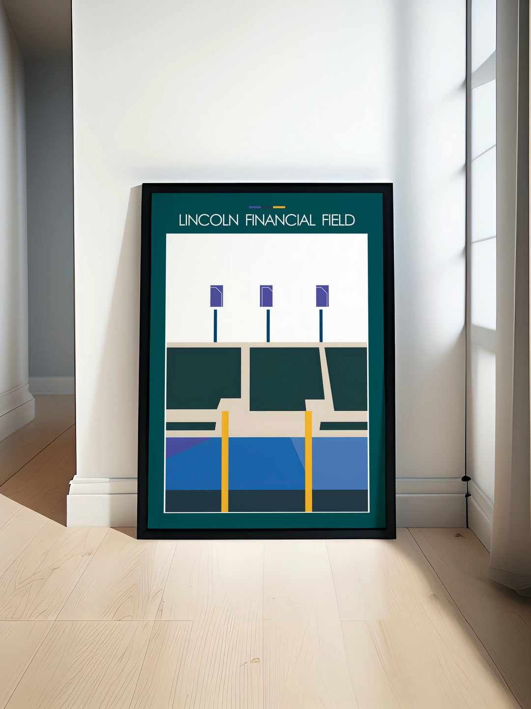 Lincoln Financial Field poster print perfect for sports lovers looking to add a touch of modern art to their home. This stunning Philadelphia Eagles artwork is ideal for sports bedrooms sports offices and as a thoughtful gift for football fans.