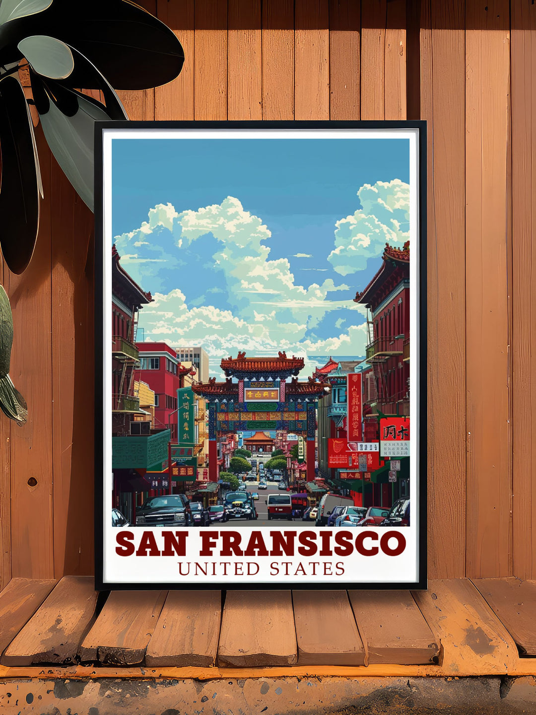 Bucket list print of the Golden Gate Bridge and Dragons Gate brings the iconic beauty of San Francisco into your home an ideal addition to any collection of American travel art