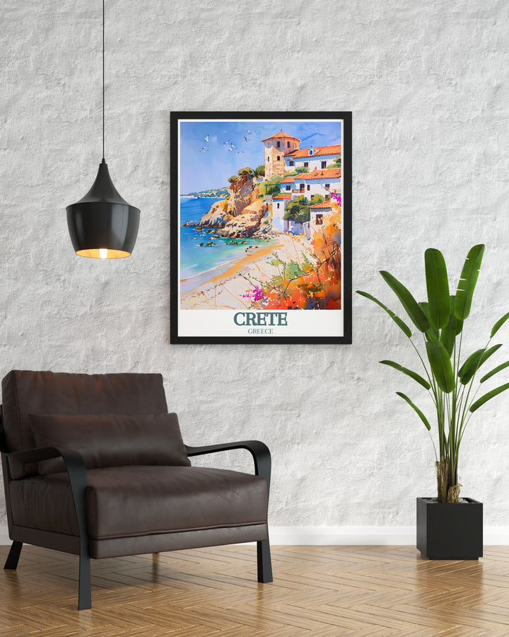 This stunning travel poster of Balos Beach captures the tranquil beauty of its pink sands and clear waters. Perfect for home decor, this art print showcases the unique charm of one of Cretes most beloved beaches, making it a great gift for nature enthusiasts and travelers.