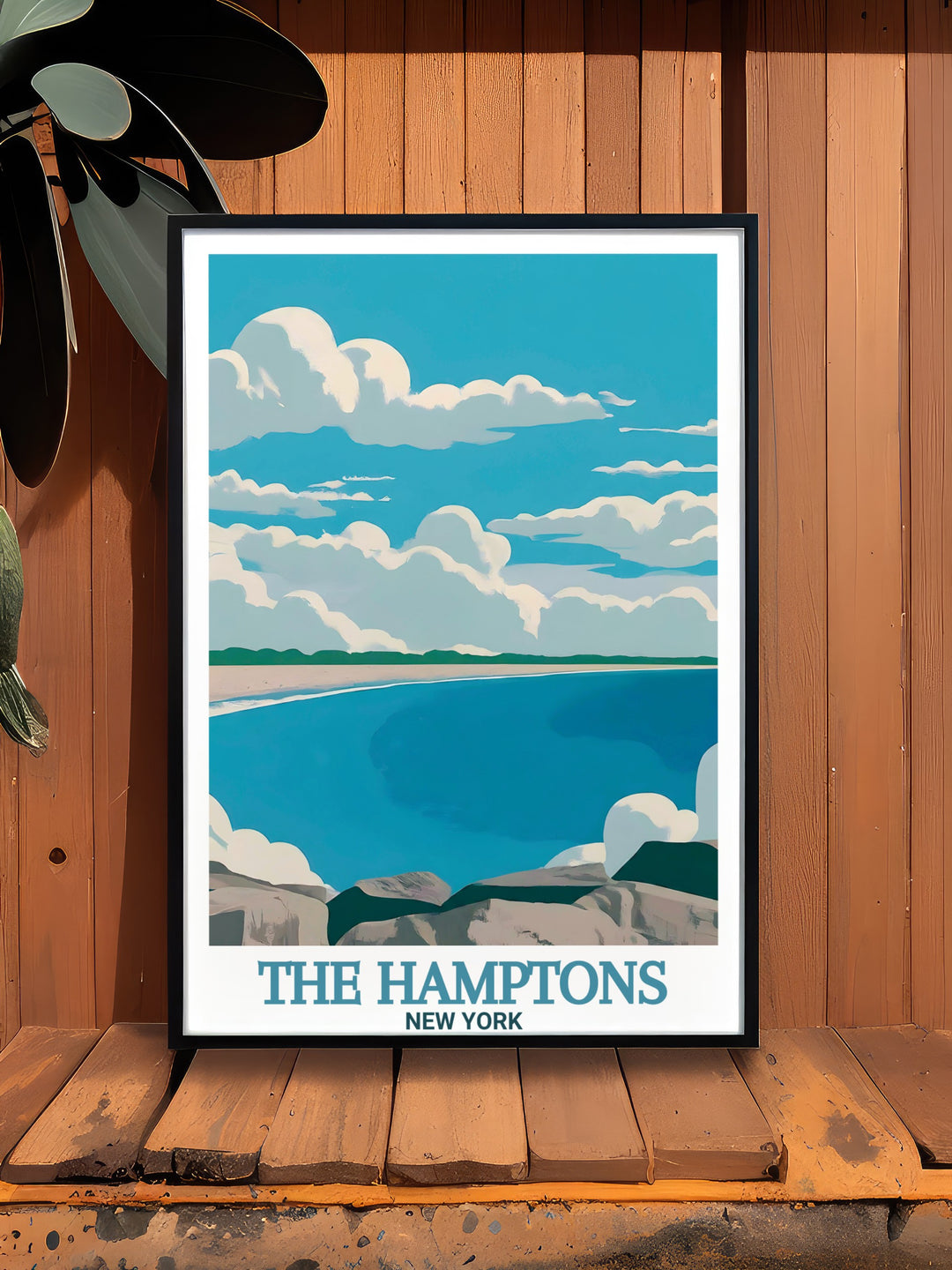 Bring the serene vibes of The Hamptons to your home with this personalized travel print of Coopers Beach. The vibrant coastal colors paired with a detailed map create a stunning art piece that captures the essence of New Yorks famous beach destinations.