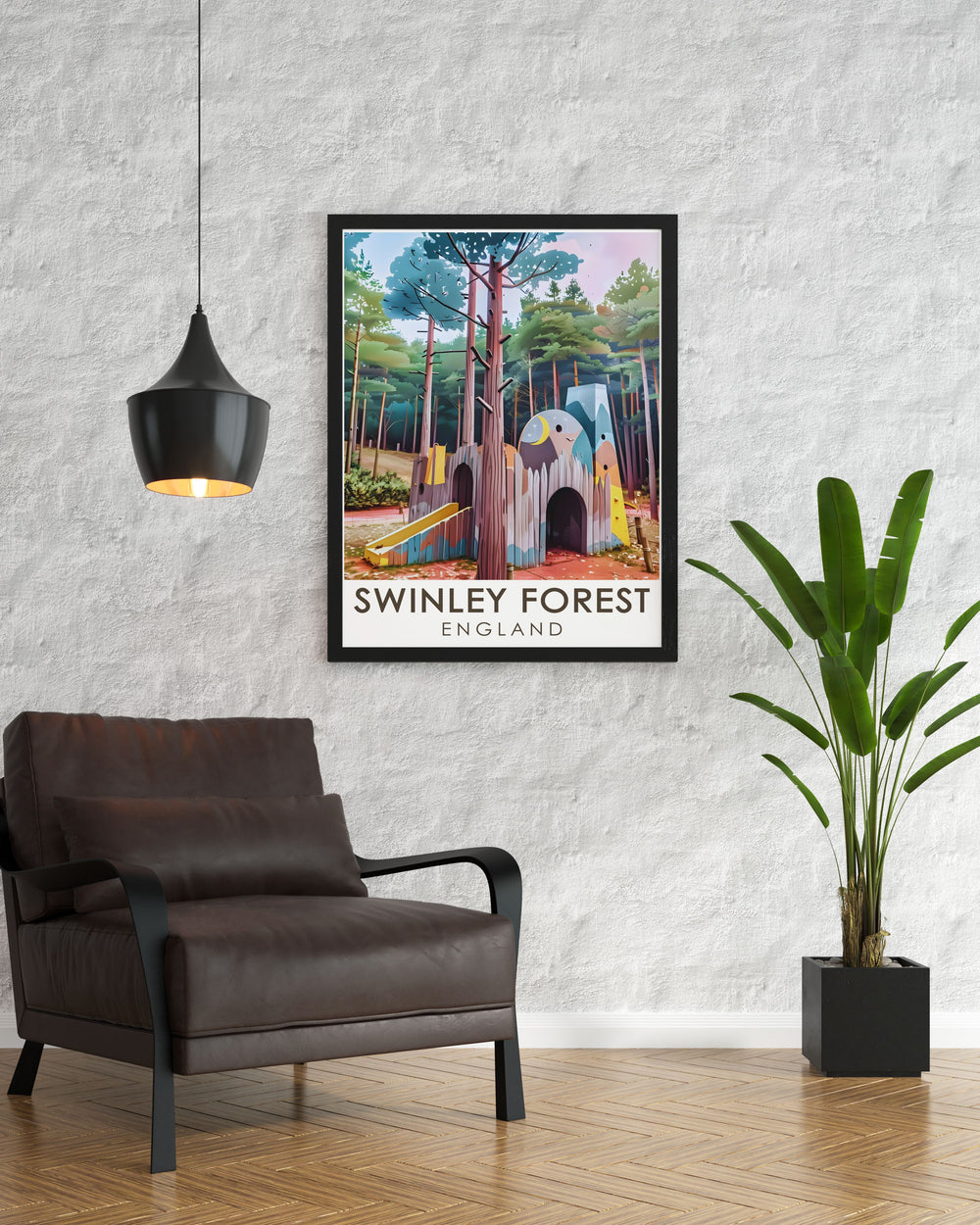 Mountain biking art capturing the vibrant energy of Swinley Forest MTB with a focus on the famous Look Out Discovery Centre. A perfect framed print for bikers and adventure seekers who cherish the outdoors and cycling trails in their home decor.