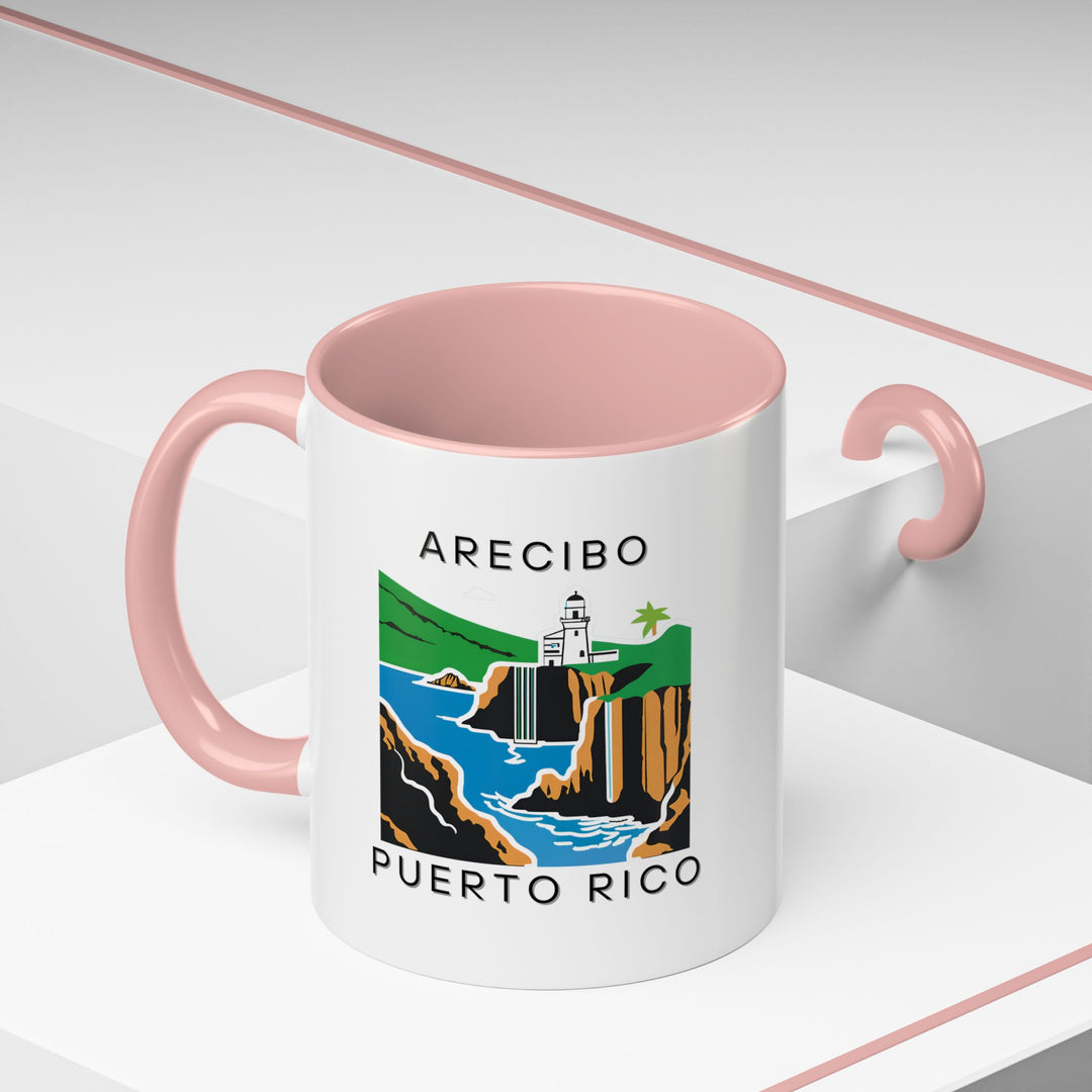 A premium Arecibo Puerto Rico mug showcasing artwork inspired by the region’s history and natural wonders. Ideal for coffee or tea lovers, it is dishwasher safe and serves as a meaningful gift or personal keepsake.